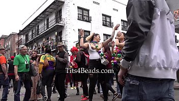 College girls flashing tits for beads
